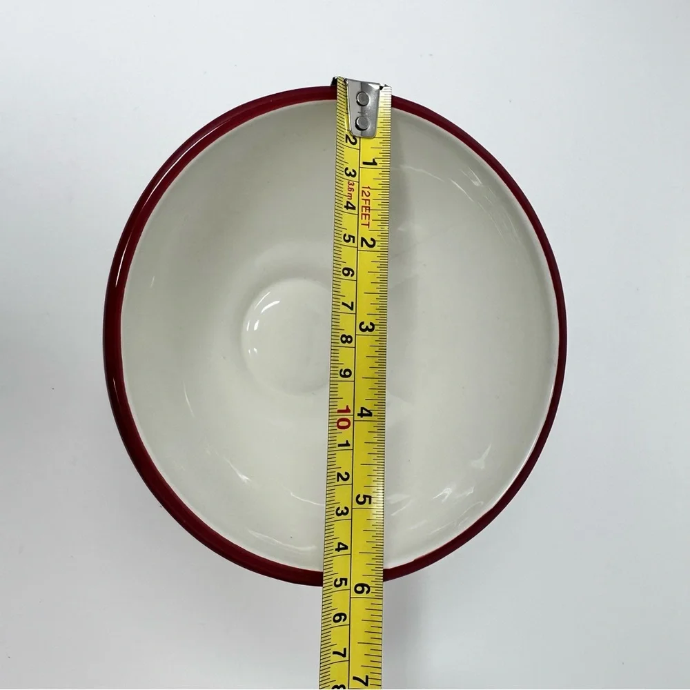 Williams-Sonoma Snowy Village Soup/Cereal Bowl Red White